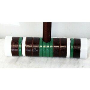 Franklin Croquet Mallet Replacement Dark Wooden Rubber Ends 26" Green Stripe